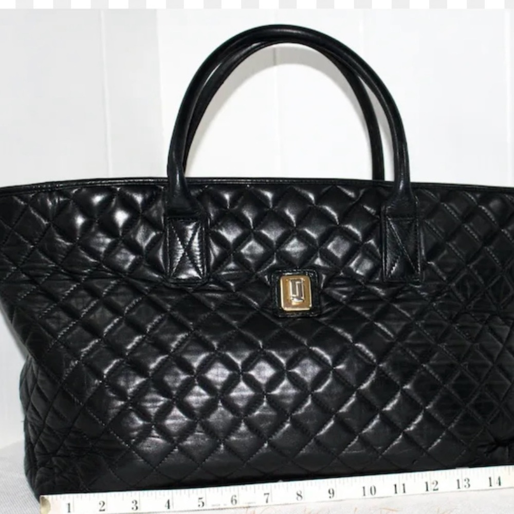 Judith Leiber Black Quilted Leather Tote